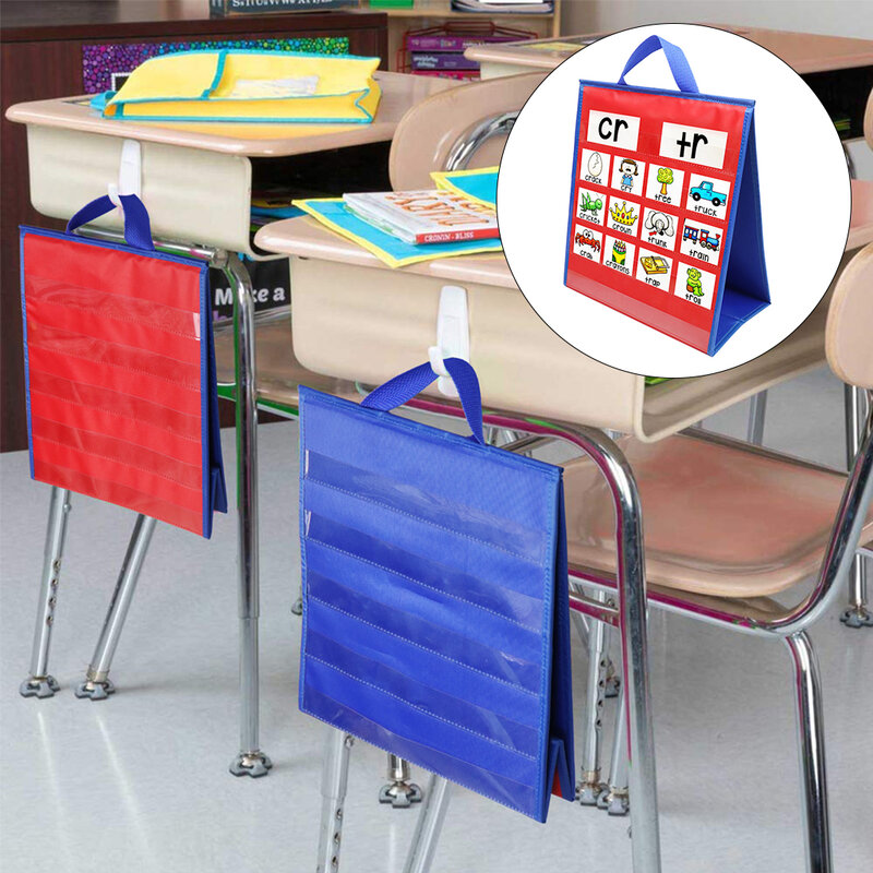 Biurko Tabletop organizer z kieszonkami dwustronne numery Flashcard stojak w kształcie karty wiszące nauczanie w klasie kieszonkowe