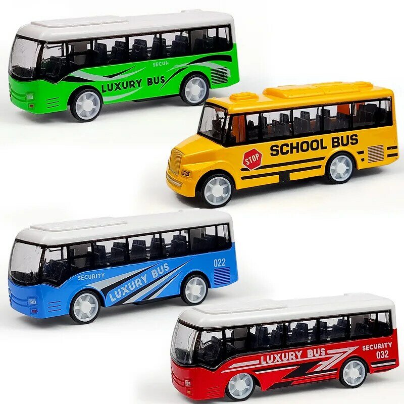 Giocattolo modello di scuolabus in gomma pressofuso Windup da 9CM