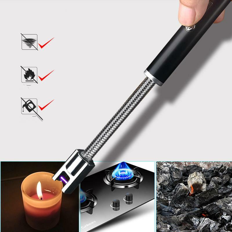 360 Degree Rotation Pulse Arc Lighter Kitchen and BBQ Electronic Lighters Rechargeable USB Portable Windproof Lighter