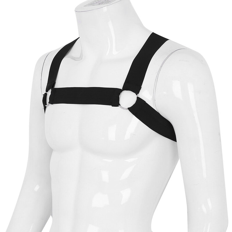 Mens Elastic Shoulder Muscle Chest Harness Belt X-Shape Back Bondage Catsuit Lingerie Gay Male Rave Party Clubwear