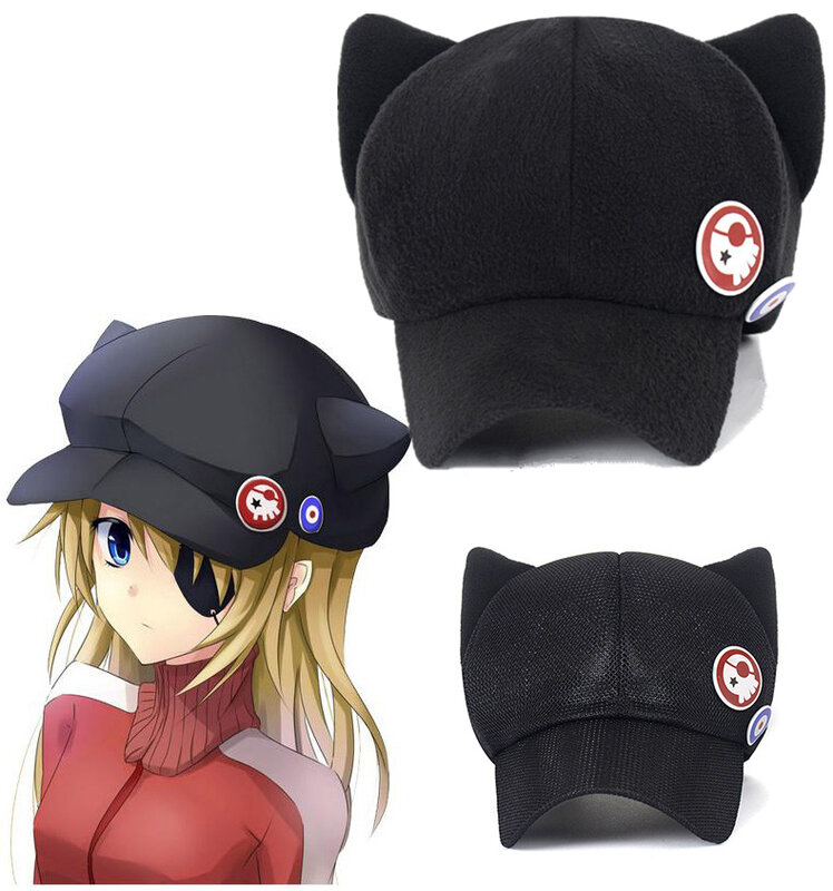 Anime Asuka Langley Soryu Cosplay topi katun telinga kucing lucu Unsiex dewasa bisbol topi jaring lencana