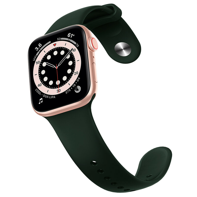 Pulseira esportiva de silicone para apple watch, correia para apple watch 6 band series 5 4 3 2 1 38mm 40mm 42mm 44mm