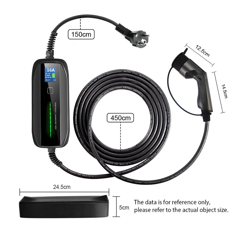 Morseats-Chargeur de voiture électrique portable EVSE, câble de boîtier de charge de véhicule électrique, type 2, 3,6 KW, commutable, prise Schuko 10/16A, câble de 6m