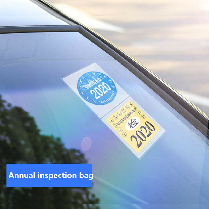 2PC Car Tax Disc Holders Auto Insurance Stickers Tear-free Bag Annual Inspection Bag Exterior Accessories Windshield ESD Sticker
