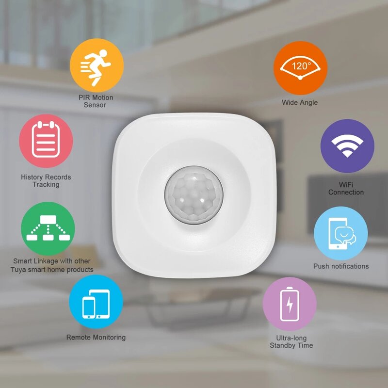 Tuya ZigBee Wi-Fi PIR Sensor De Movimento, Detector Infravermelho Sem Fio, Alarme De Roubo De Segurança, Vida Inteligente, Controle APP Compatível