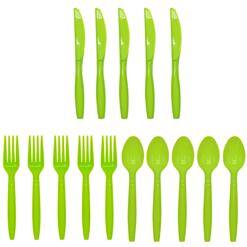 Touch Of Color Premium Cutlery Forks มีดช้อนพาสเทลสีฟ้าสีเหลืองสีชมพูสีม่วงสีเขียววันเกิด Disposable Tableware