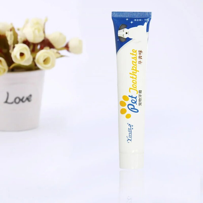 1PCS Pet Dog Vanilla Beef Taste Toothpaste Dog Healthy Edible Toothpaste For Finger Tooth Back Up Brush Pet Teeth Care Supplies