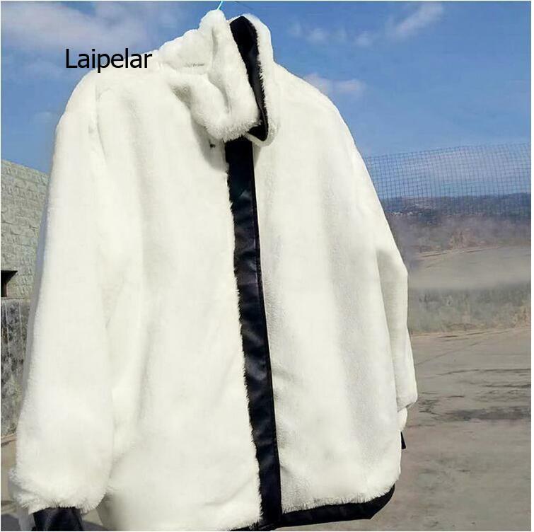 Giacca di lana autunnale donna giacca calda in pelle Pu cappotti di pelliccia sintetica nera Oversize Lady Street Outwear moda coreana nuovo