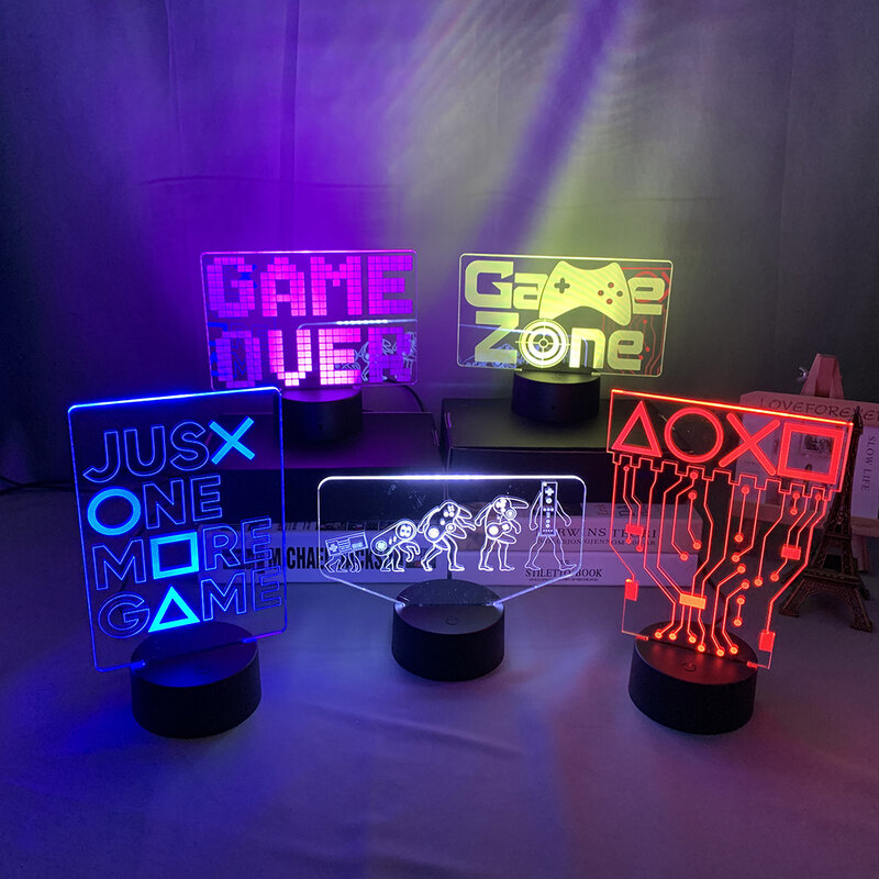 อะคริลิค3d Led Light Gamepad Evolution Night Light สำหรับห้องนอนเกมตกแต่งห้อง Cool เด็กวันเกิดของขวัญโคมไฟตั้งโต๊ะเกม controller