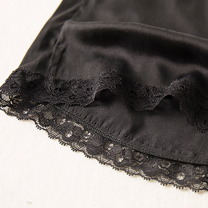 SuyaDream Woman Silk Shorts Black 100%Natural Silk Lace Shorts 2022 Summer New