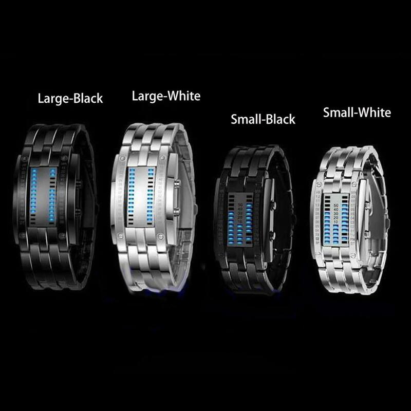 Montre-bracelet de luxe en acier inoxydable pour hommes et femmes, horloge LED, date, bracelet binaire, montres de sport, amoureux, couple, mode