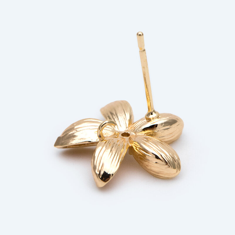 10Pcs CZ ดอกไม้ต่างหู Loop,ทองเหลืองชุบทอง,สำหรับเครื่องประดับทำ Diy วัสดุอุปกรณ์ (GB-2683)