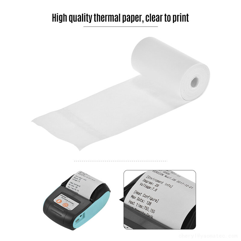 20 rollos de papel de impresión térmica de 57x30mm, papel térmico de 6,5 metros para cajas registradoras, accesorios de impresora POS