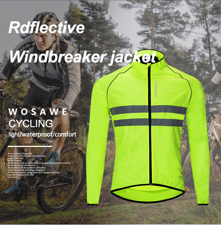 Wosawe-jaqueta masculina de ciclismo, corta vento masculino,à prova d'água, corta vento ciclismo, super leve, manga longa, para mountain bike, corta-vento