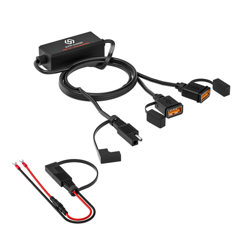 오토바이 USB 고속 충전기 SAE to USB 어댑터, 빠른 연결 해제 플러그, 방수, 36W, QC3.0, 빠른 충전 3.0, 내장 스마트 칩
