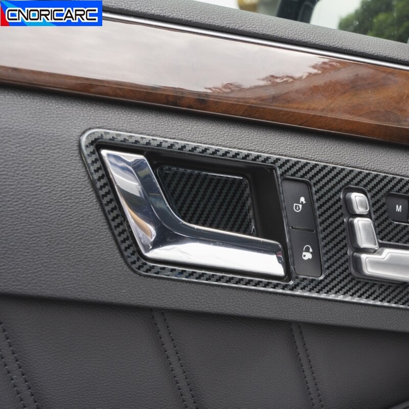 Cor de fibra de carbono porta interna bacia quadro decoração adesivo para mercedes benz classe e w212 2009-2011 estilo do carro decalques interiores