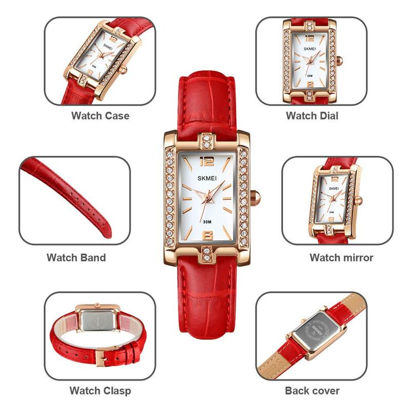 Skmei-relógio de pulso de quartzo feminino, luxo, diamante, elegante, estilo vintage, vestido, para mulheres