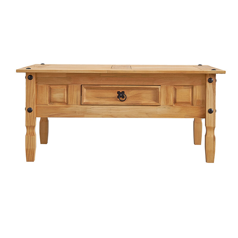 Panana Natural style Ancient wax Coffee Table with 1 Drawer Solid Pine Wood Living room Stand Fast shipping