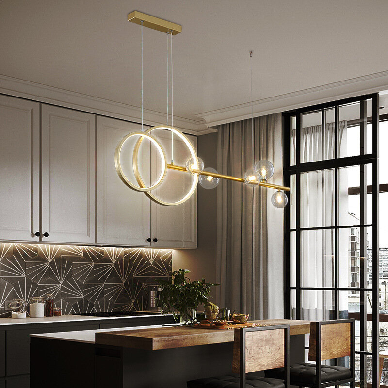 Kobuc – lampe suspendue à Double anneau, design nordique, disponible en noir et en or, luminaire décoratif d'intérieur, idéal pour une salle à manger, un Restaurant ou une cuisine, 3 pièces