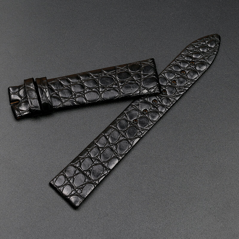 Pesno الحبوب المستديرة التمساح حزام من الجلد (Band) ساعة سوداء رقيقة حزام ساعة جلد طبيعي مناسبة ل لونجين L4 وجود لا غراندي