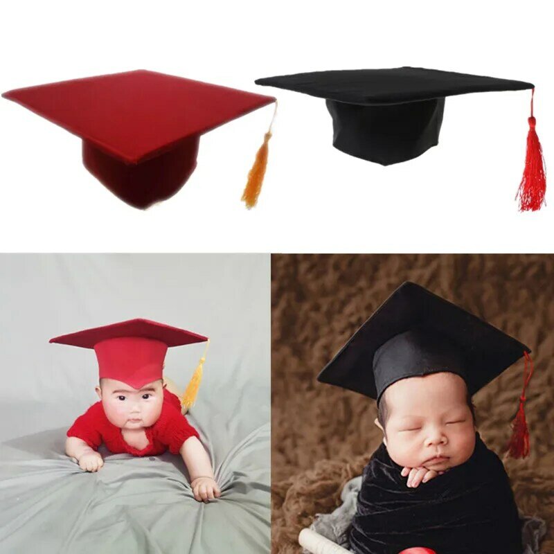 Newborn fotografia adereços graduação boné para crianças pré-escolar creche grad cerimônia foto tiro chapéu