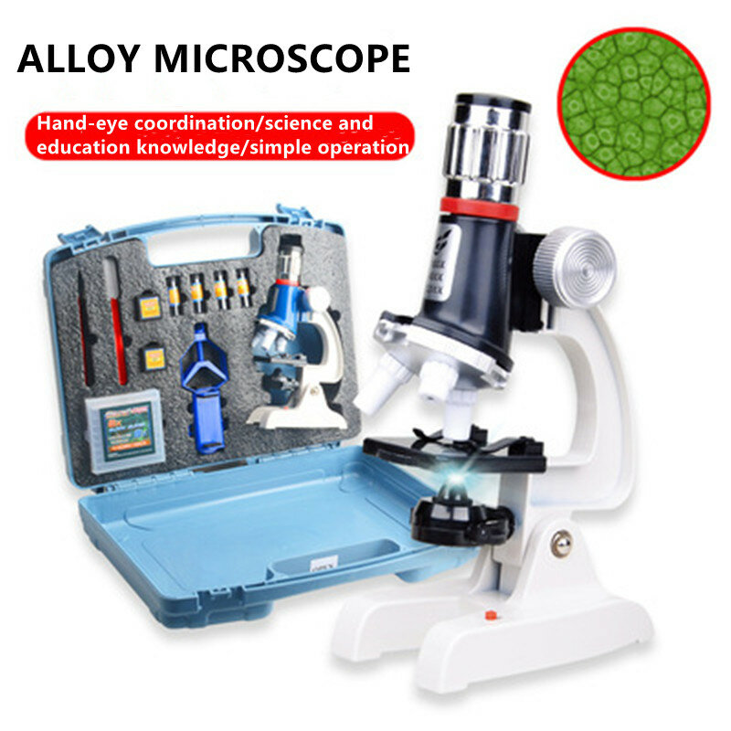 STEM Biology Science Educate 1200 volte microscopio materiale in lega attrezzatura per esperimenti per studenti lenti multicolori microscopio giocattolo