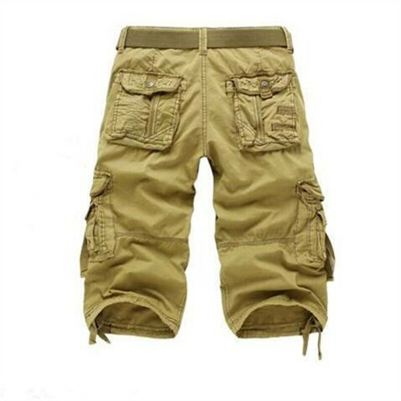 Pantalones cortos deportivos lisos para hombre, Shorts informales de algodón, a la moda, hasta la rodilla, novedad de verano