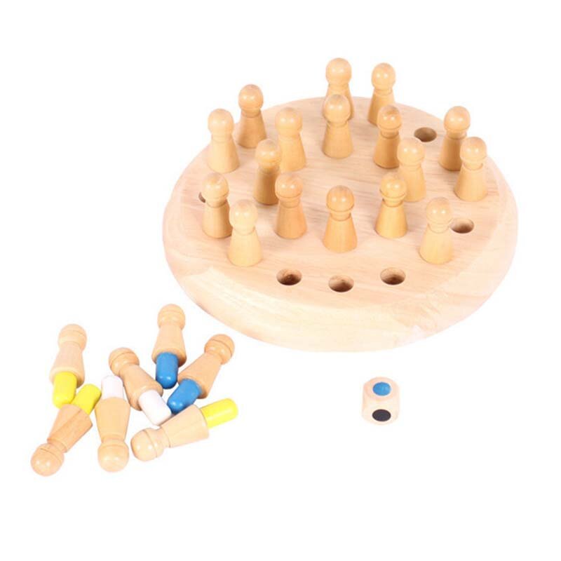 Jogo memória xadrez infantil, jogo de memória de madeira divertido e colorido, quebra-cabeça educacional