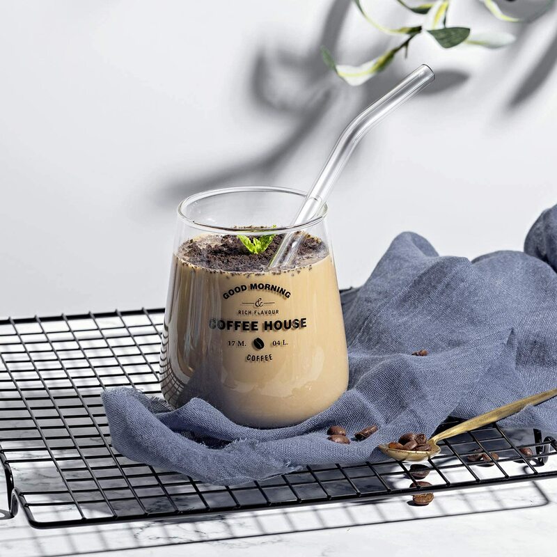 زجاج بوروسيليليك مرتفع القش صديقة للبيئة قابلة لإعادة الاستخدام شرب القش لعصائر الكوكتيلات بار الملحقات القش مع فرش