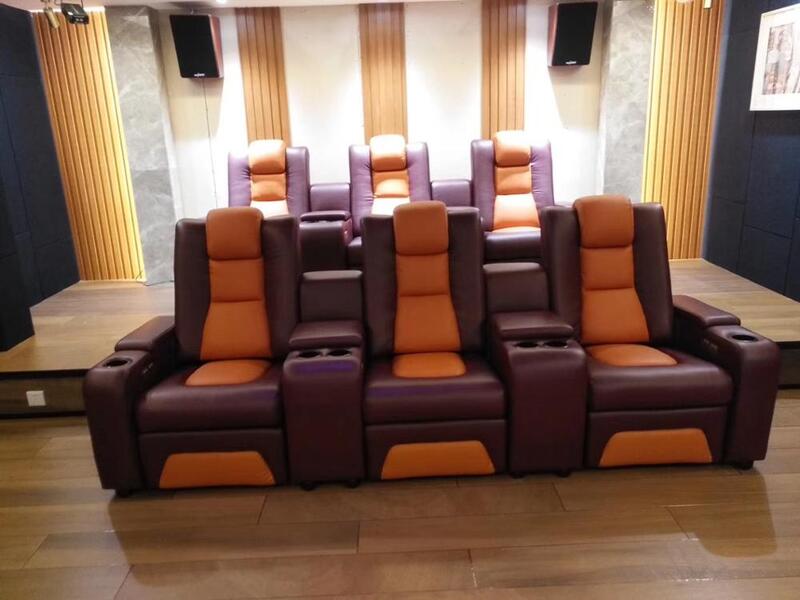 MANBAS Double Power เบาะที่นั่งหนังโซฟาผู้เอนกายไฟฟ้าเก้าอี้ Multifunctional Cinema โซฟาถ้วยผู้ถือ,USB