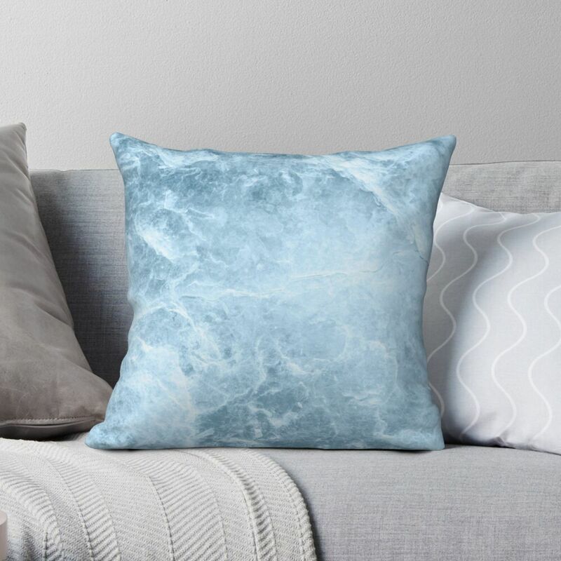 Enigmatic Light Blue Marble Square Pillowcase Polyester Linen Velvet Pattern Zip Decor Pillow Case Home Cushion Cover