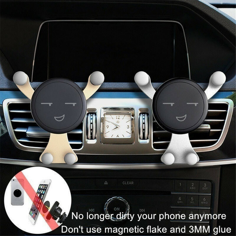 Gravity Car Phone Holder Air Vent Clip Smile Face Mount Mobile Cell Stand supporto GPS per iPhone 12 Pro Max Xiaomi Samsung