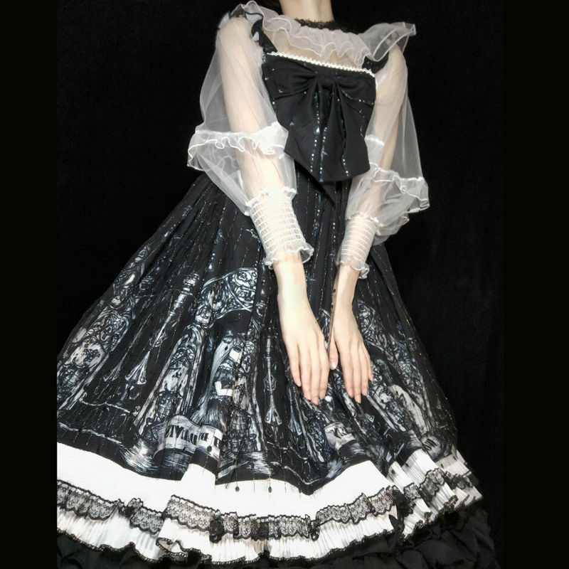 Japońska sukienka Gothic Lolita dziewczęca Vintage ciemne odkupienia bogini Jsk kobiety Harajuku Cosplay