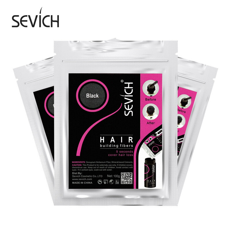 Консилер для выпадения волос Sevich, Кератиновое волокно для восстановления волос, консилер для моментального роста волос, 10 цветов, 25 г/100 г, черный