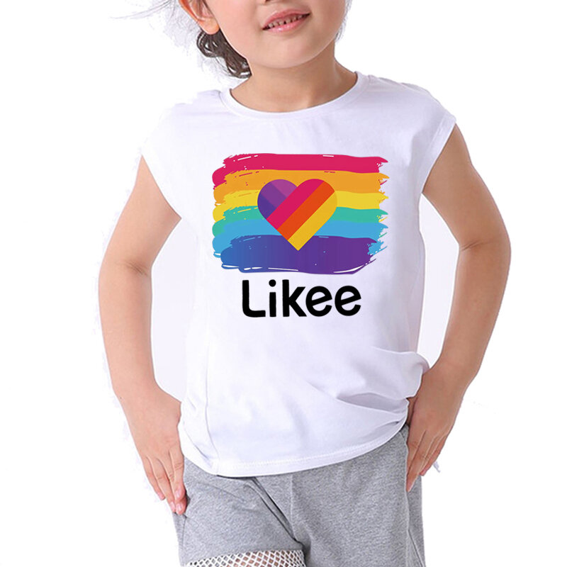 Модные футболки с мультяшным рисунком likee graphic, футболка для мальчиков, топы, милая детская одежда с животными для мальчиков, рубашки для девочек, детская одежда, футболка