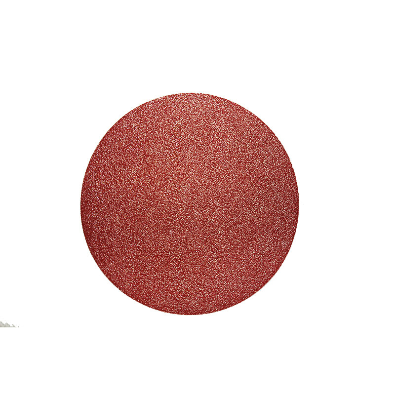 Papel de lija Flocado de arena roja de 5 pulgadas, amoladora circular, papel de lija, pulido, molino seco, placa autoadhesiva, papel de lija