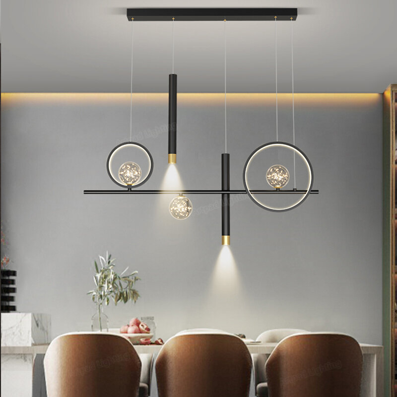Lampu gantung minimalis, lampu meja Modern Bar panjang lampu sorot mewah lampu dapur ruang makan langit-langit liontin pencahayaan