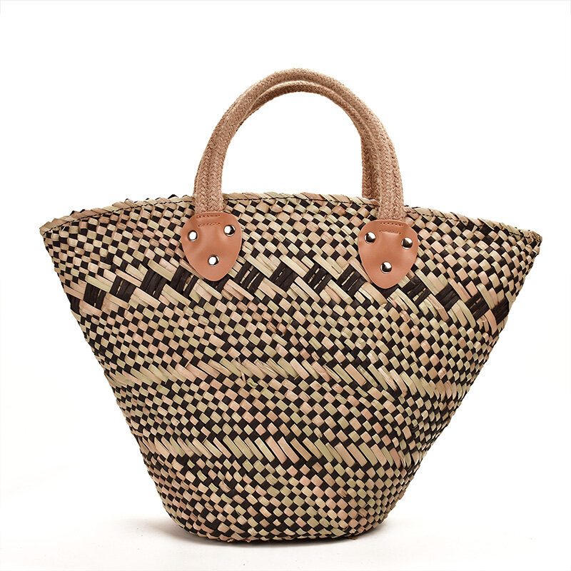 Skew woven straw bag retro handmade water grass straw hand bag basket straw basket shopping bag
