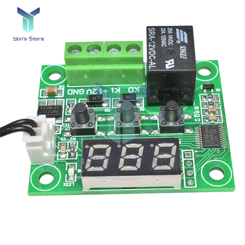Interruptor de control de temperatura del termostato, controlador de temperatura, termómetro, luz azul/roja, W1209, DC 5V, 12V