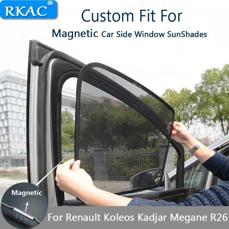 Custom Magnetic UV Protection Car Curtain  Mesh Sun Visor car side window shade for kids  For Renault Koleos Kadjar Clio