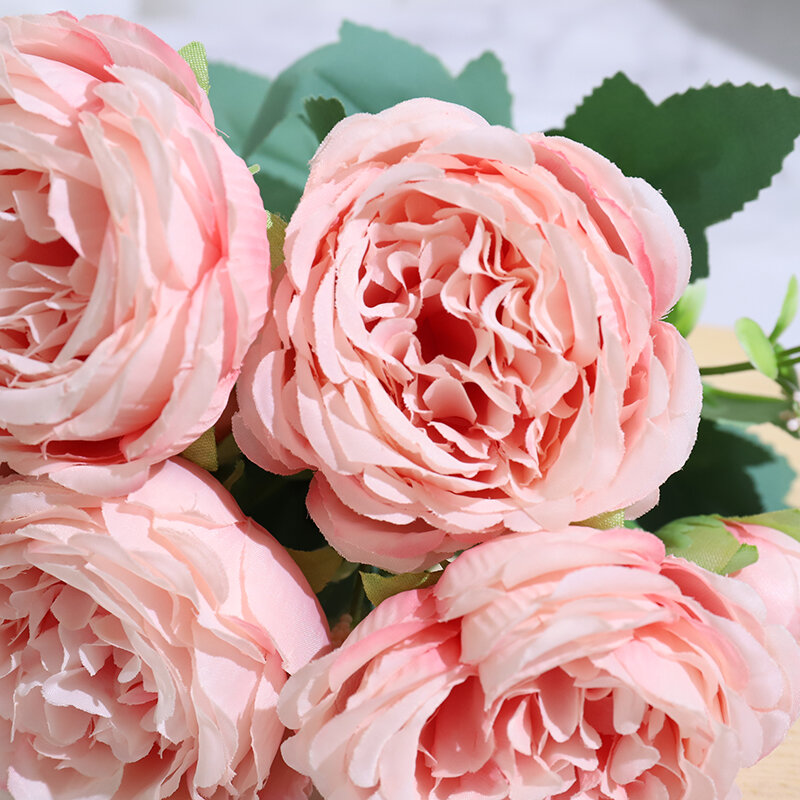 Penjualan Terbaik Bunga Mawar Indah Peony Sutra Buatan Buket Putih Kecil Pesta Rumah Dekorasi Pernikahan Musim Dingin Bunga Palsu