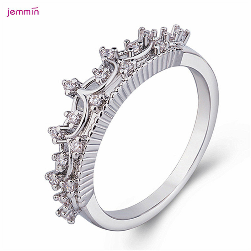 Autentyczny 925 Sterling srebrna igła olśniewająca korona CZ wisiorek pierścionki dla kobiet zaręczynowe biżuteria hurtowa