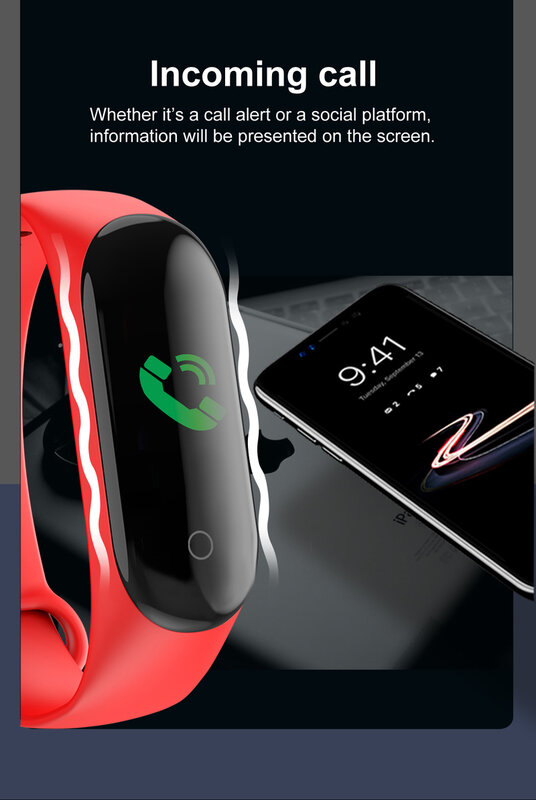 2020 Sport podomètre M4 bracelet intelligent fréquence cardiaque étanche écran tactile Bluetooth Fitness Tracker podomètre