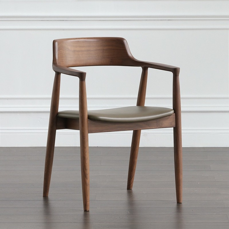 Nordic Solid Wood Dining Chair President Kennedy Chair Hiroshima Chair Cafe Restaurant Conference Chair Simple Back Chair