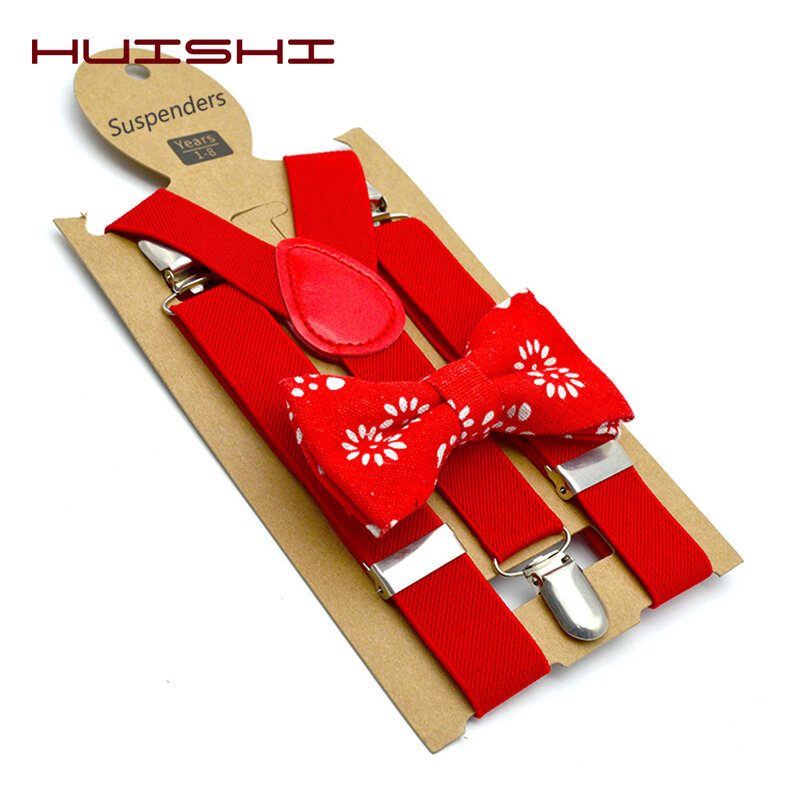 HUISHI/Детские подтяжки для мальчиков и девочек; Детский Рождественский галстук-бабочка; Цвет красный, синий; Свадебный костюм с подтяжками; Регулируемые черные подтяжки