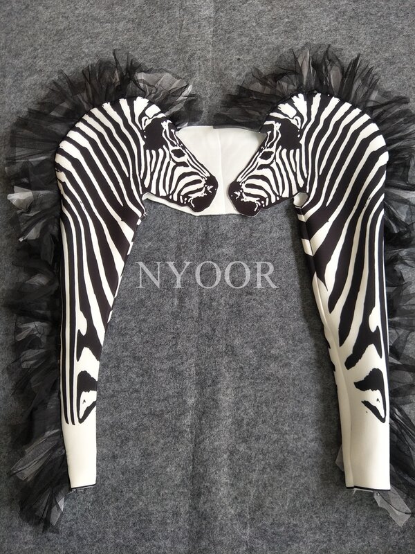 Neue Mode Zebra Muster Overall Frauen Singer Sexy Bühne Outfit Bar DS Dance Cosplay Body Leistung Zeigen Kostüm