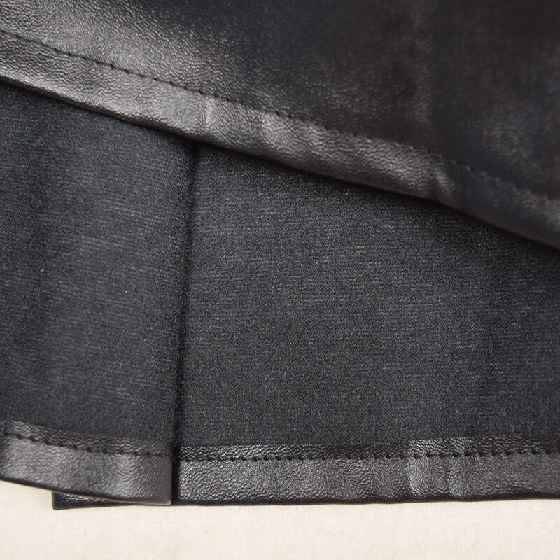 Falda plisada para mujer, minifalda de piel sintética, 8529