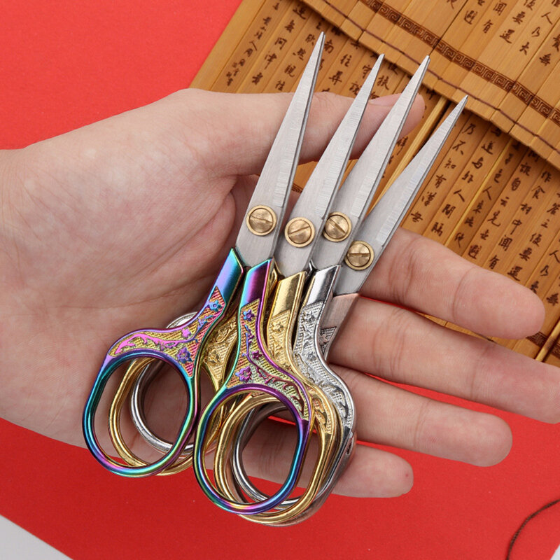 Stainless Steel Vintage Scissors Office And Home Scissors Handicraft DIY Sewing Scissors Student Paper Cutting Tools