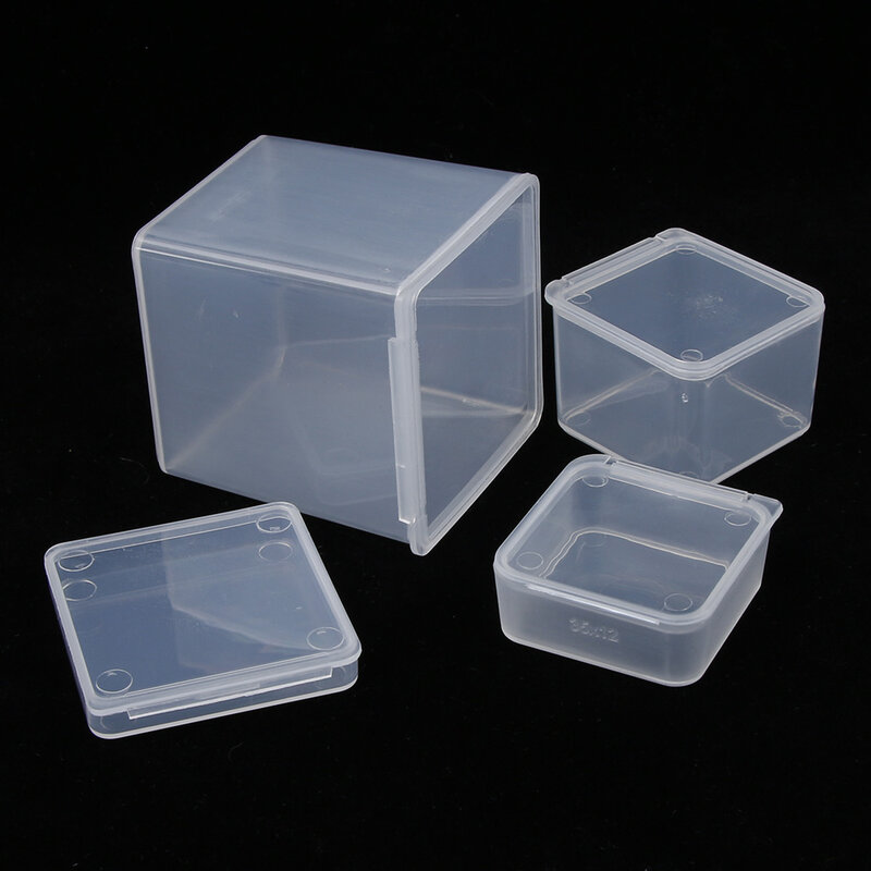 Caja de almacenamiento de joyas, contenedor transparente de cuentas de plástico, rectangular, pequeño, para artículos pequeños, artesanías, 1 pieza