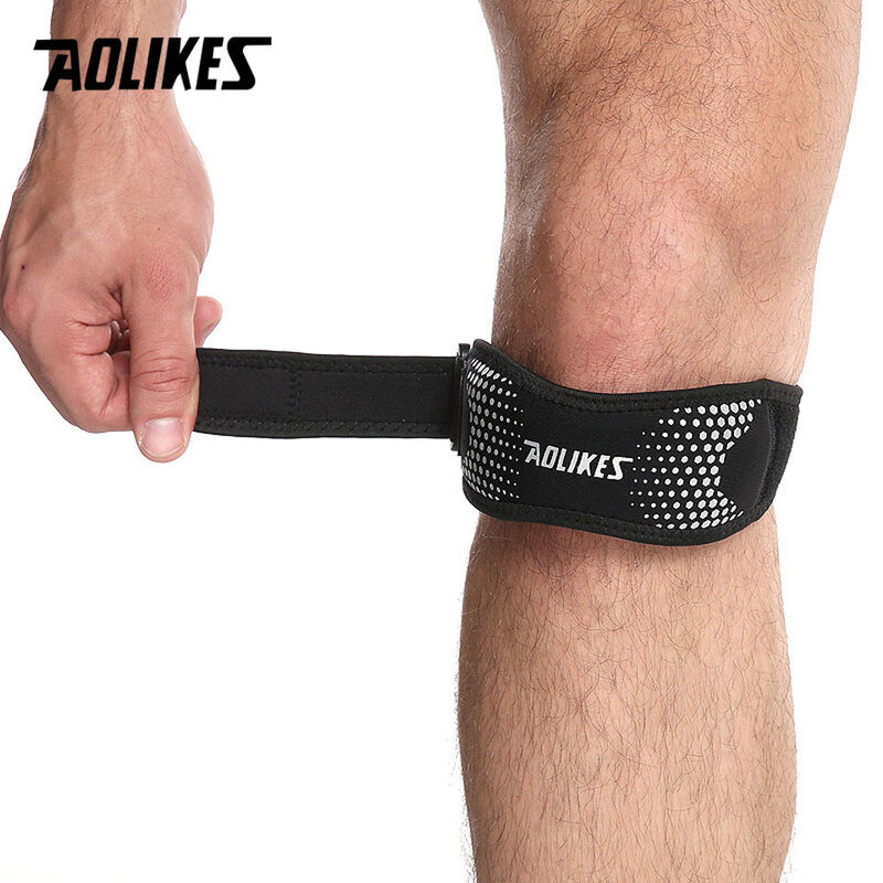 AOLIKES-rodillera ajustable de 1 piezas para aliviar el dolor de rodilla, estabilizador de rótula, soporte para senderismo, fútbol, baloncesto, correr, deporte